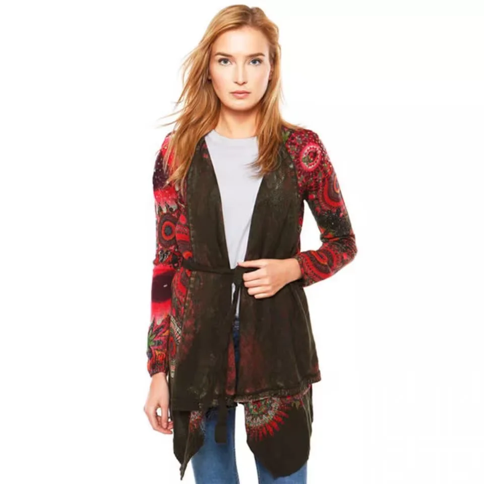 Foreign trade original single Spanish new autumn printed sequin knitted shawl coat
