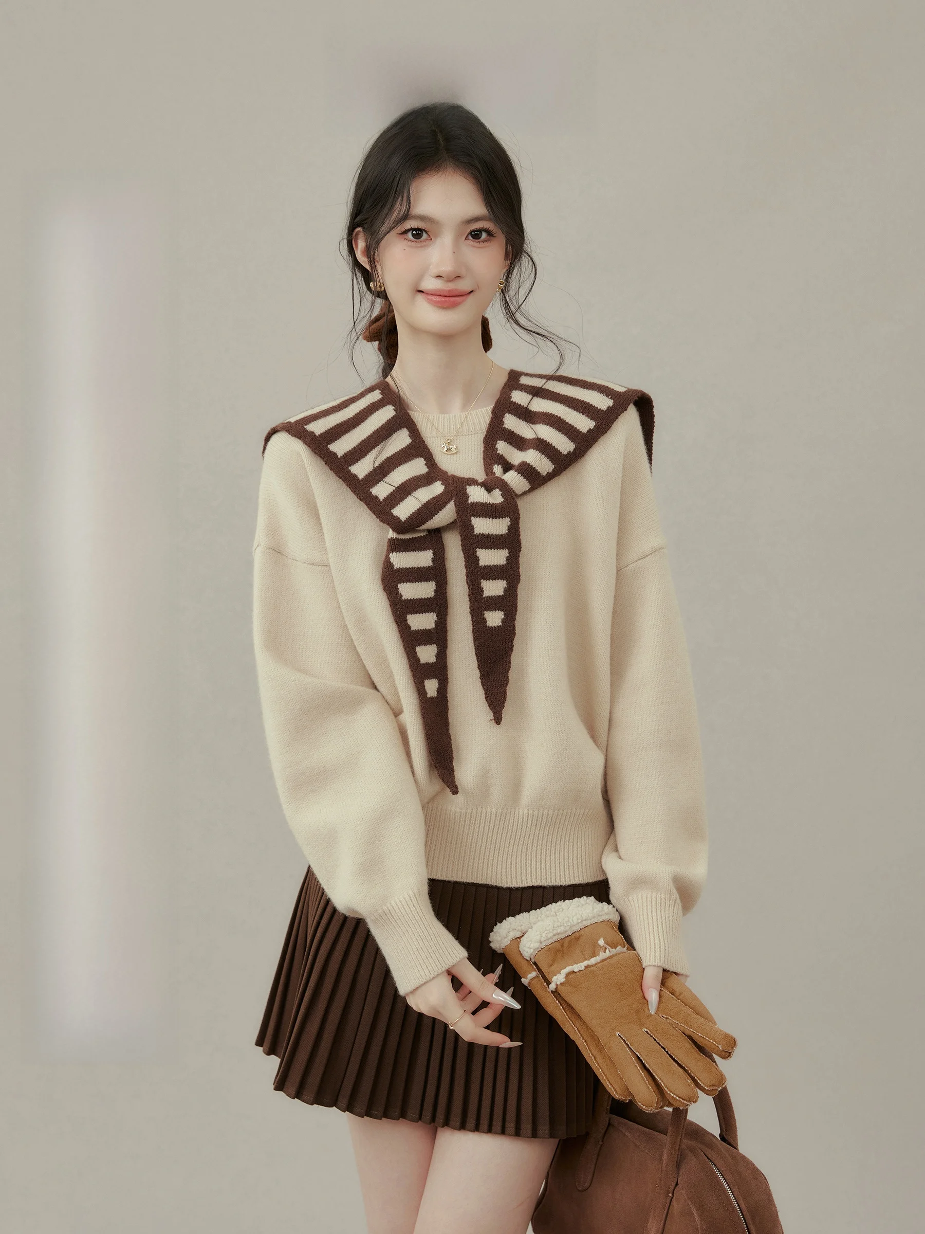 

i Color Sweater oulder Wrap Striped Women's Winter Faion Commute Sle Loose Fit Long Sve Warmth Emitting Top