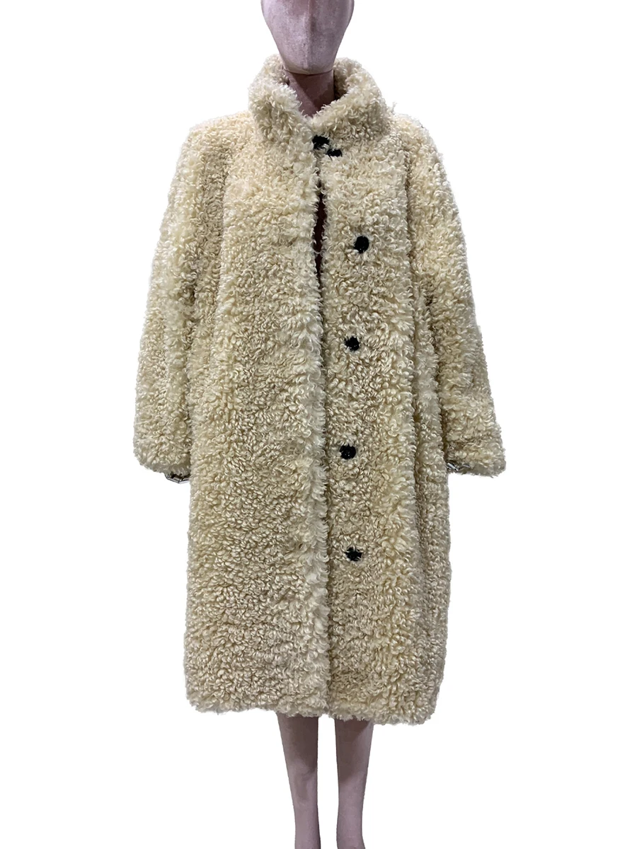 Autumn Winter Long Loose Soft Thick Warm Oversized Fluffy Faux Fur Coat Women Stand Collar Windproof Hairy Chic Fuzzy Overcoat