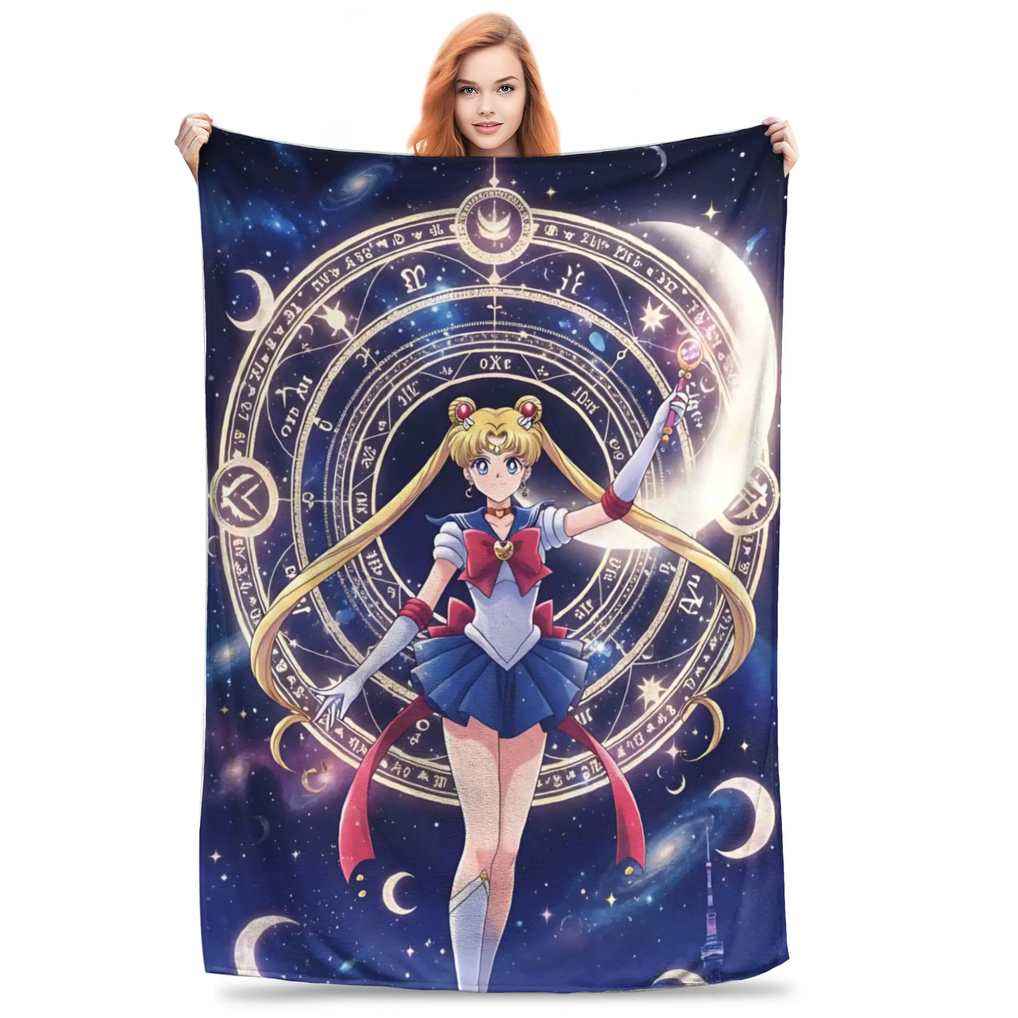 1PC home Cutecore Sailor Moons  Blanket Super Cosy Plush Home Living Room Sofa halloween