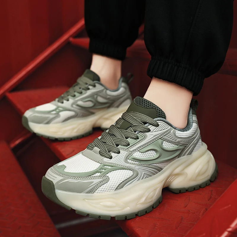 2025 Spring New Men's Explosive Increase Daddy Shoes All Sports Board Shoes Students Summer Net Surface Leisure Running Shoes