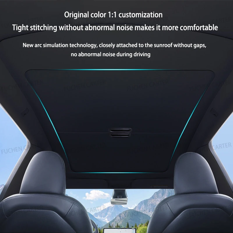 For Tesla New Model Y YL Juniper New Retratable Sunshad Roof Shade Scroll Roof UV Protection Original Sun Visor Car Accessories