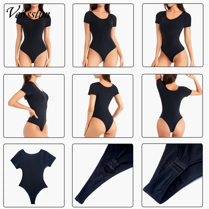 Vensslim Full Body Shaper Bodysuits Women Short Sleeve Waist Trainer Lingerie Seamless Butt Lifter Tummy Control Slim Shapewear