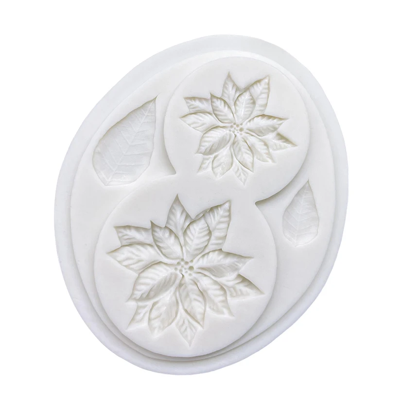 Poinsettia Christmas Flower Silicone Cake Baking Mold Sugarcraft Chocolate Cupcake Resin Tools Fondant Cake Decorating Tools