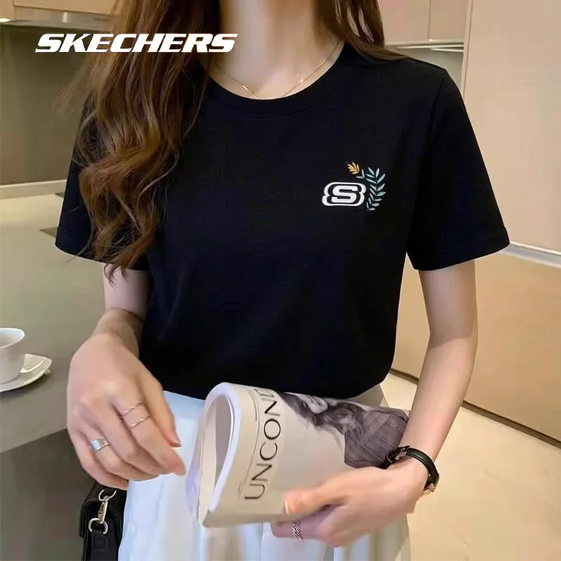 Skechers Women's Knitted Short Sleeve T-Shirt Breathable Running Fitness Basketball Casual Sports Tee L223W125-0018