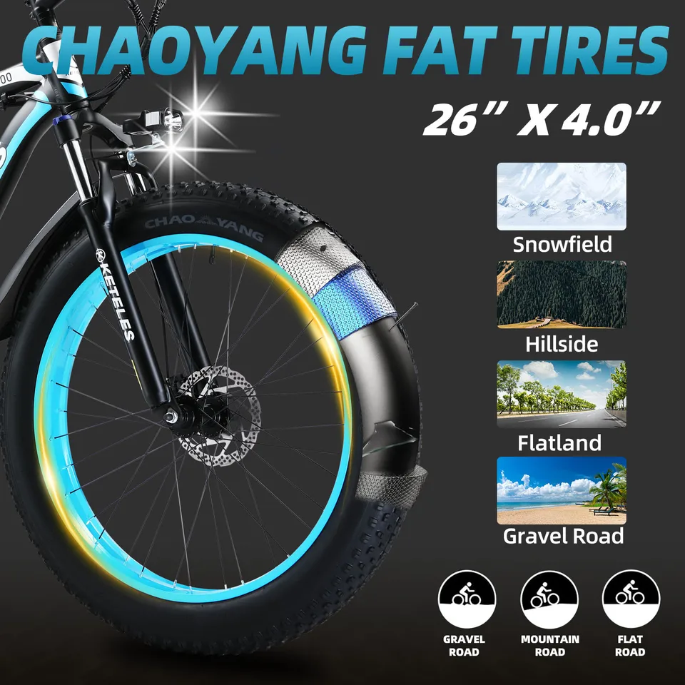 KETELES 26'' Adult Electric Bicycle Dual Motor 21-Speed E-Scooter with 48V 15AH Removable Lithium Battery 1000W Powerful Brushless Motor 28mph up to 50 Miles Full Aluminum Frame Ebike image 8