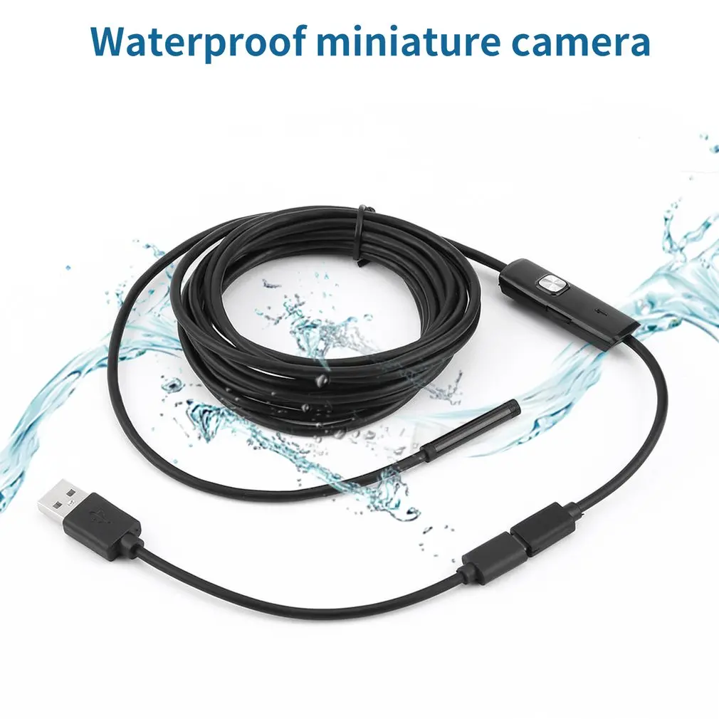 5,5 mm endoscoopcamera HD USB-endoscoop met 6 LED 1M zachte kabel Waterdichte inspectie Borescope voor Android PC