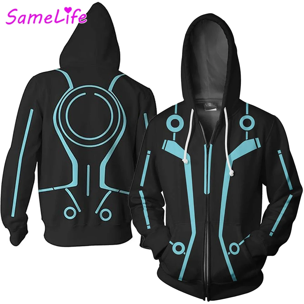 Tron Sam Flynn Cosplay fantasía Sudadera con capucha ropa disfraz disfraz 2010 película Halloween hombres adultos juego de rol fantasía trajes de fiesta