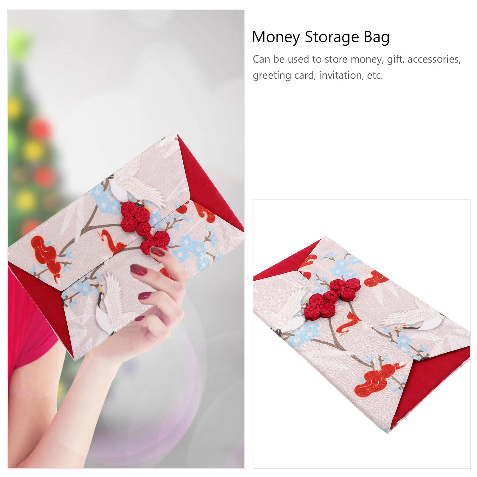 

1pc New Year Red Emulation Silk Festive Money Pocket Gift Wrap Bag For Wedding Birthday Spring Festival Card Accessories