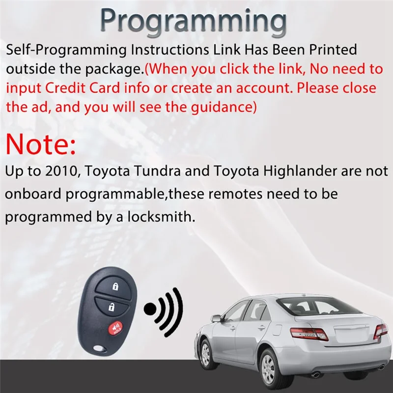 

Key Fob Keyless Entry For Toyota Tacoma Sienna Sequoia Highlander 3 Buttons GQ43VT20T 89742-AE010