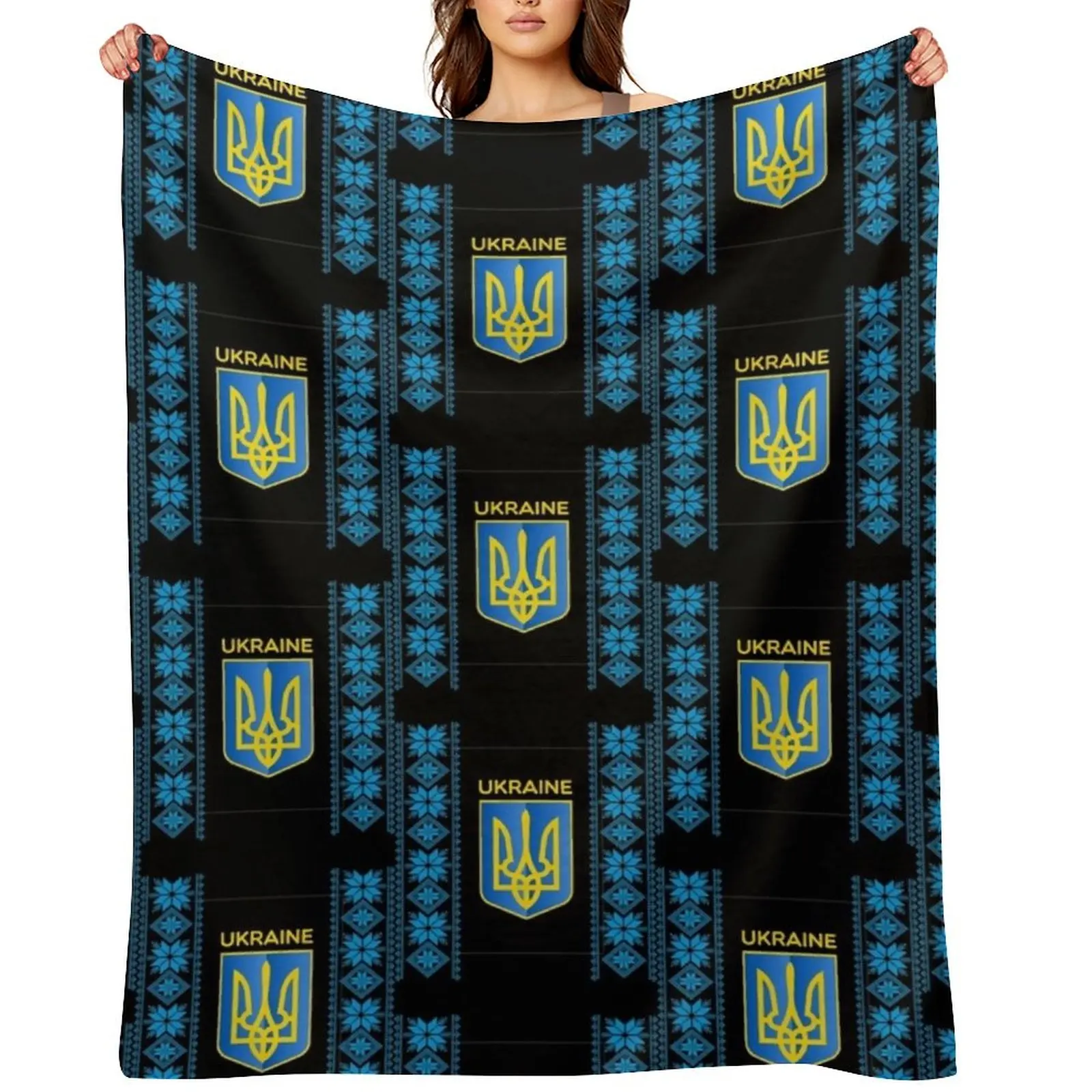 

Ukrainian coat of arms and ornament.. _quot_Vyshivanka_quot_. with _quot_Vyshivanka_ Throw Blanket Giant Sofa halloween Blankets