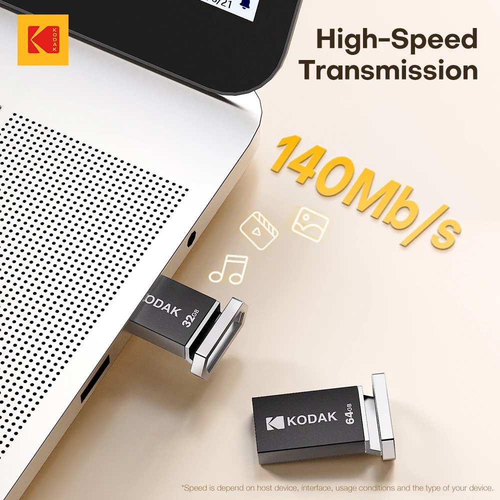 KODAK Flash Drive Mini USB 3.2 Asli Pendrive 140M/s K113 Memory Stick USB Perangkat USB Kecepatan Tinggi 32G 64G 128G untuk Mobil PC