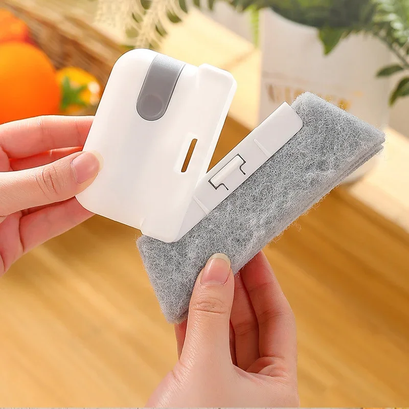 Windowsill Groove Cleaning Brush 2-in-1 Windows Slot Clean Tools Home Deadend Cabinet Crevice Brush Scouring Pad Cleaning Brush