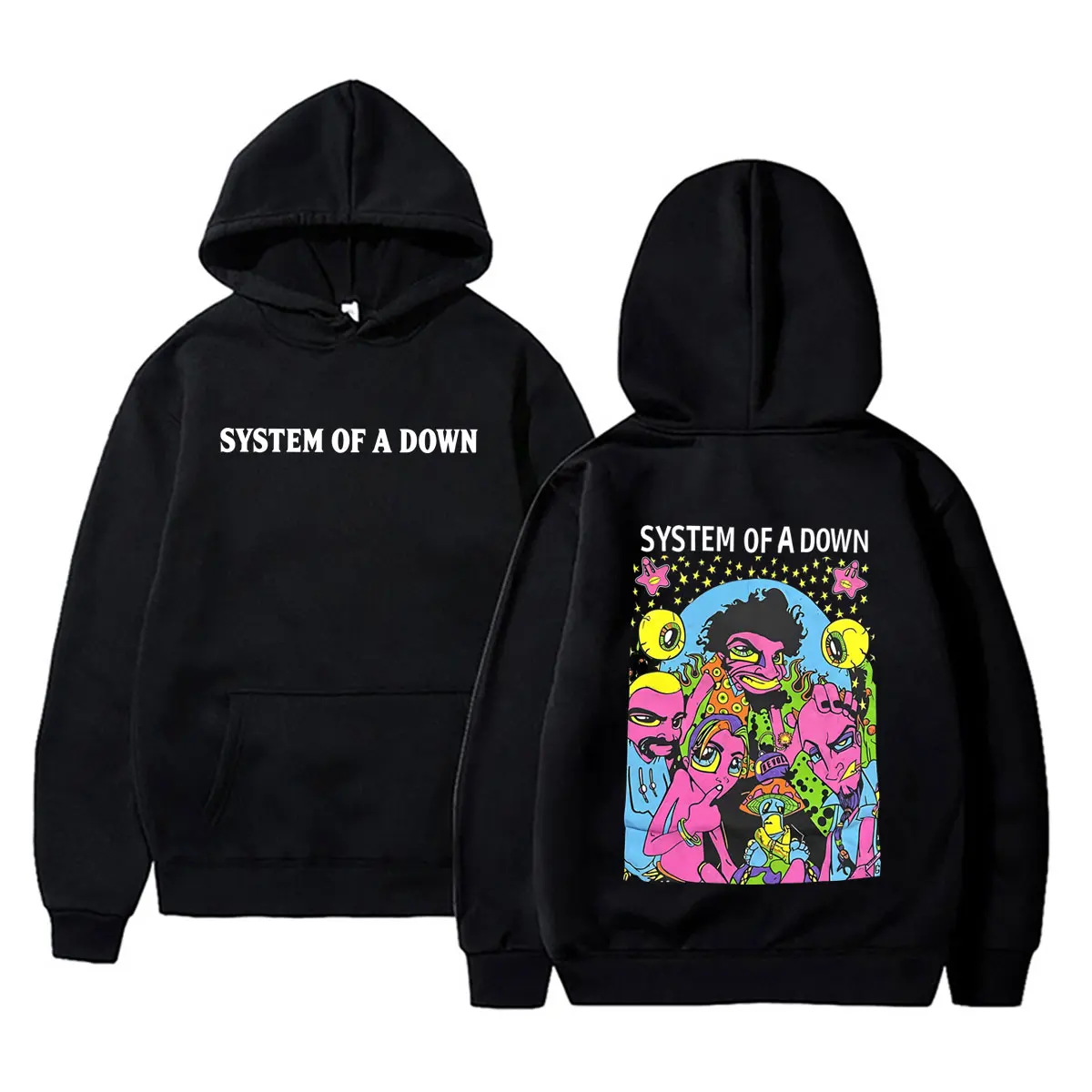 Hot Sale System of A Down Graphic Hoodie Male Rock Alternative Metal Cartoon Pullover Hoodies Men's Women's Vintage Sweatshirt