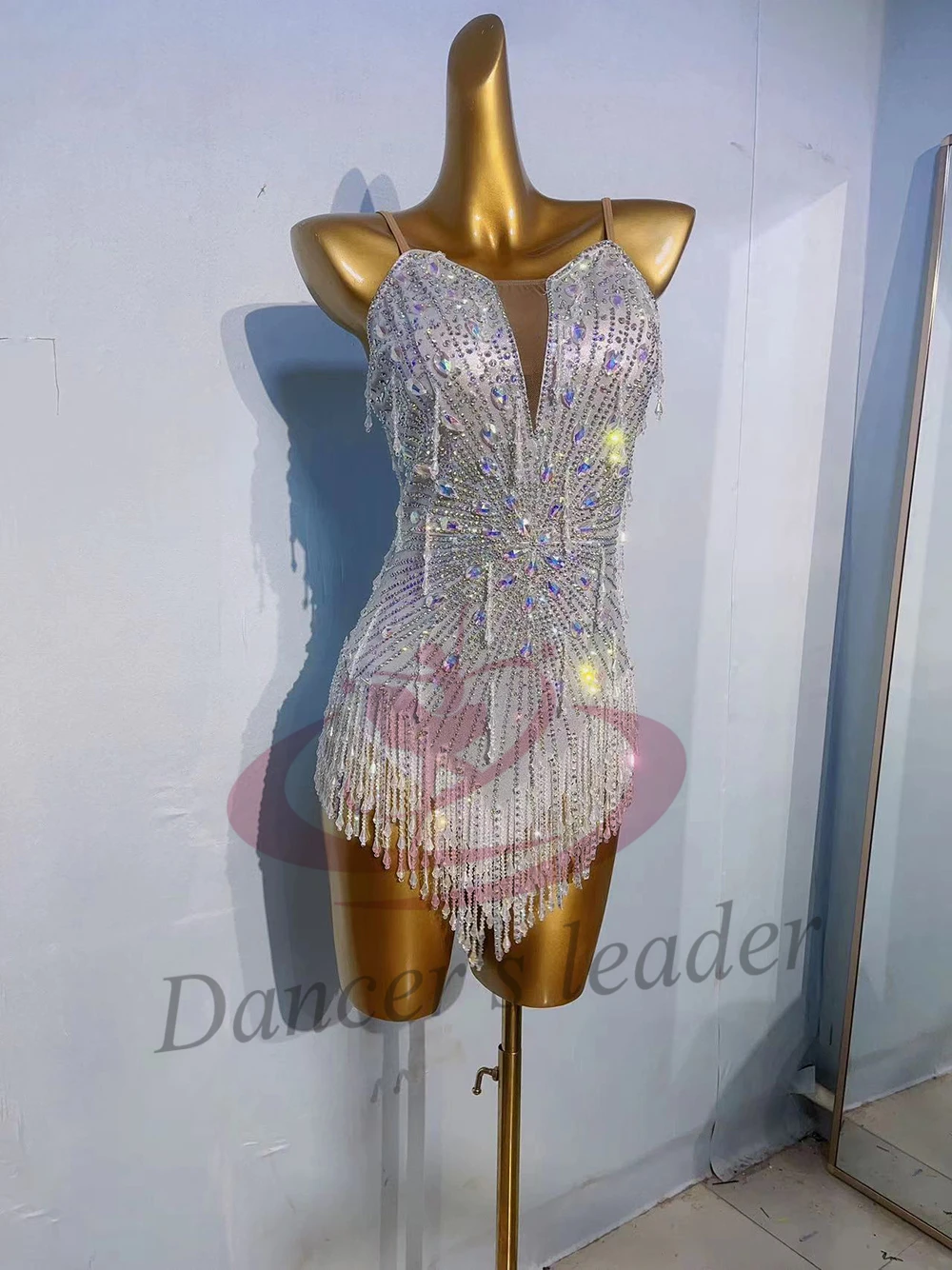 

Костюм для латинских танцев AB Stone для женщин, взрослых и детей, элитное индивидуальное платье с кисточками из хрустальных бусин, черное платье для выступлений в бассейне для самбы