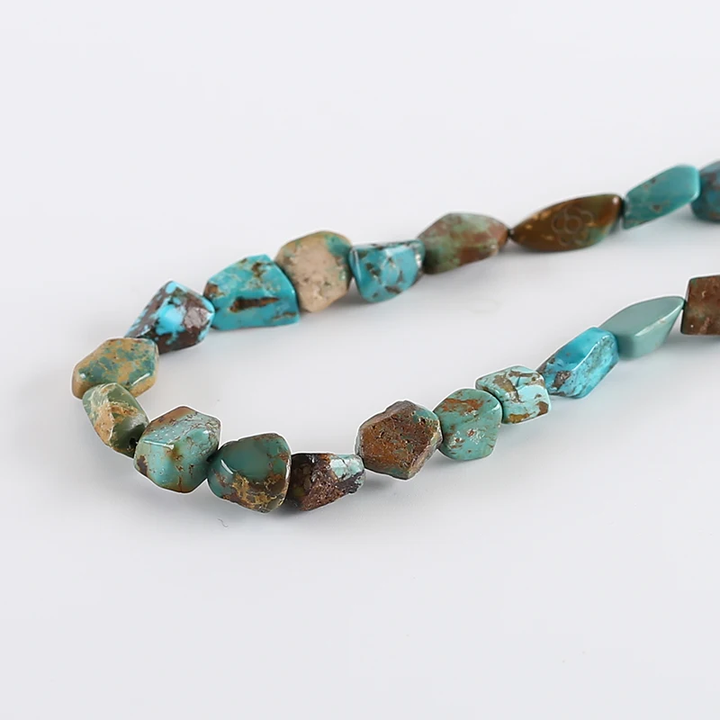 New Irregular Natural Turquoise Beads Necklace For Her Bohemian Handmade Jewelry Necklace For Gift 20inch 49.4g