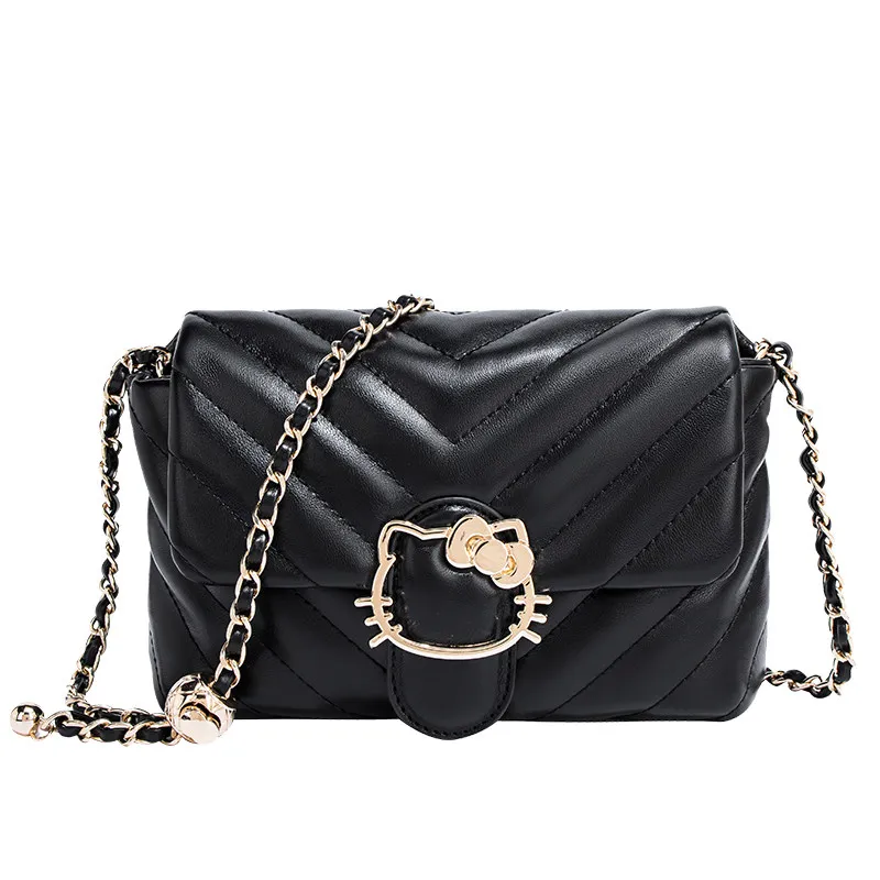 

Сумка-клатч Hello Kitty класса люкс для женщин, квадратная, на цепочке, через плечо, дизайнерский модный аксессуар