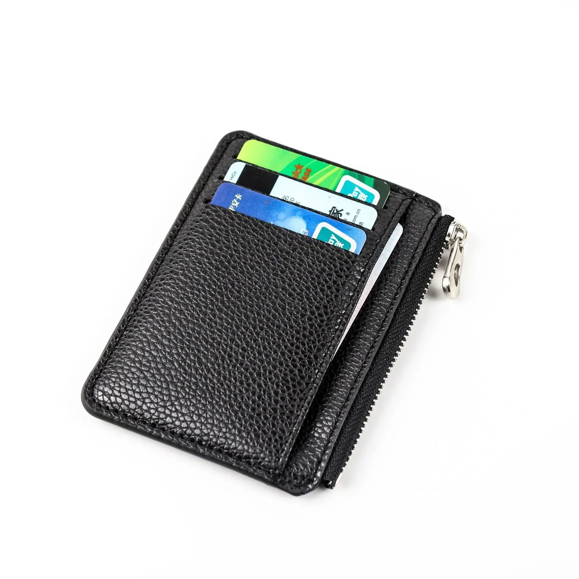 Slim Wallet Purse PU Leather Women Men Card Holder Unisex Zipper Business Card Case Credit Mini Bank Cards Holder Gift Wallet