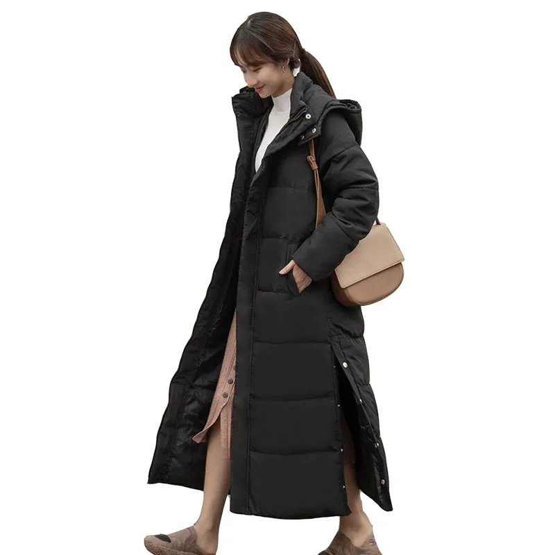 Women Solid Commute Long Coats Winter Thicken Warm Zipper Big Pocket Down Jacket Ladies Loose Stand Collar Cotton Padded Coat