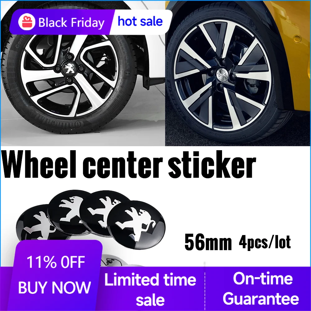 4pcs Auto Emblem Wheel Hub Cap Stickers Car Tire Center Cover Decal Accessories For Peugeot 206 208 3008 308 207 508 107 307 408