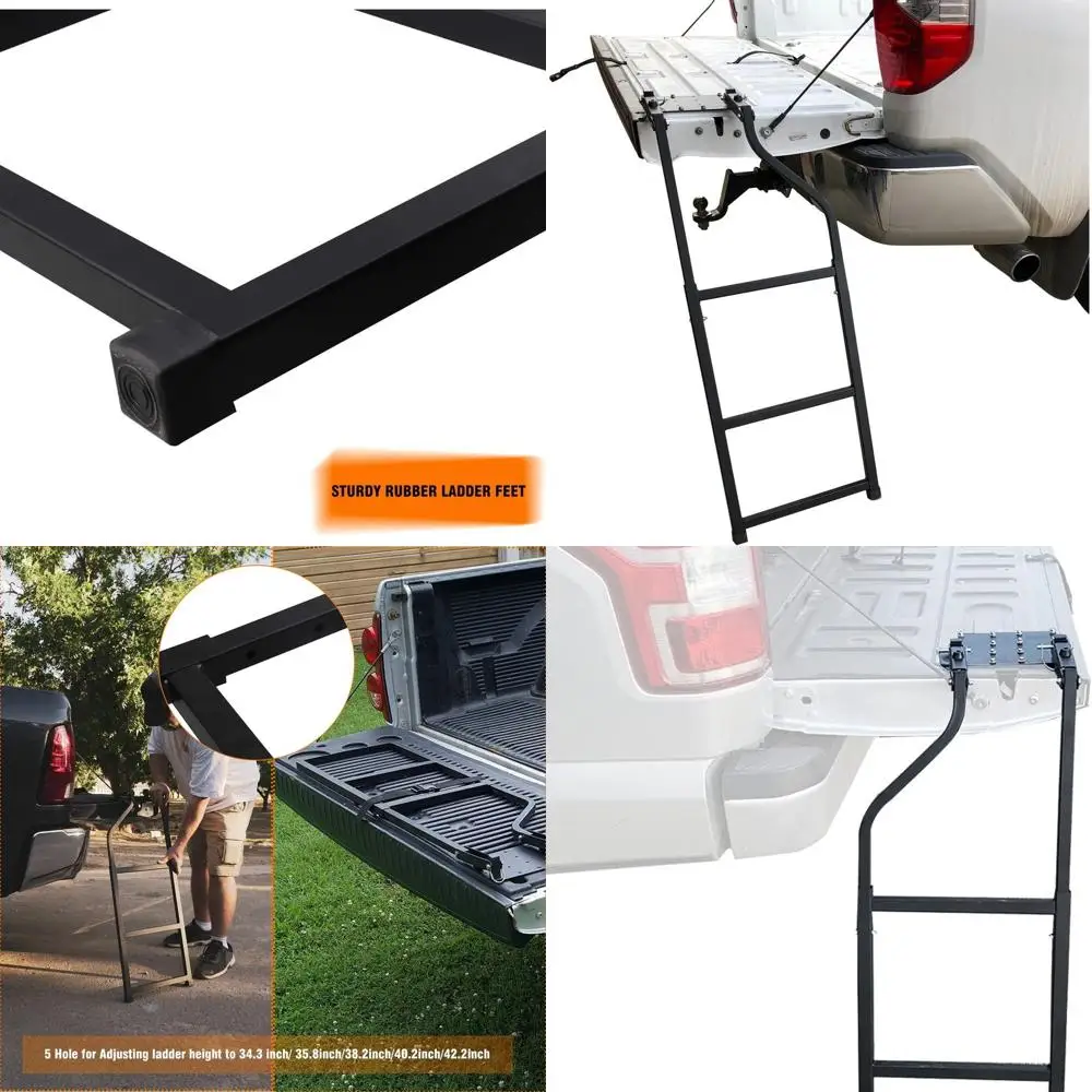 

Collapsible Aluminum Step Ladder with Rubber Feet for Pickup Trucks