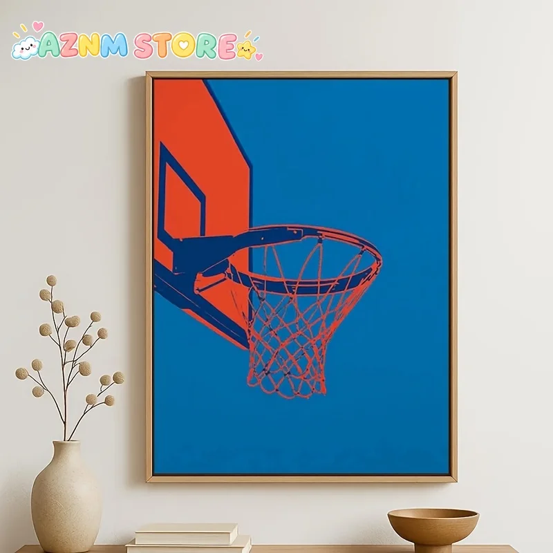 20272D Flat 1pc Frameless Basketball Wall Art, Modern Sports Poster Minimalist Pop Art Basketball Net Decoration, Sports Them