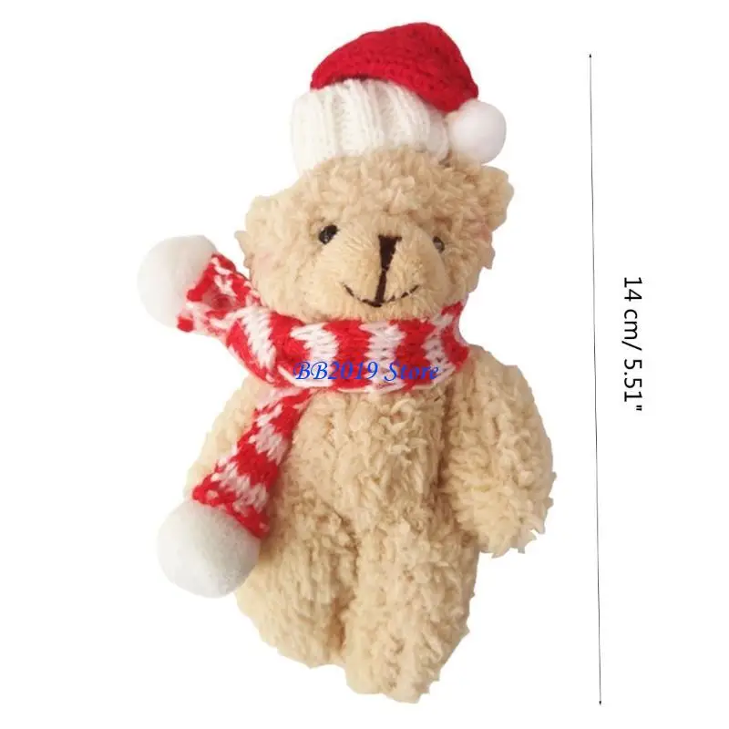 Q0KB Plush Christmas Bear Chain Ornament Bear Hanging Pendant for Bag Purse Backpack Pendants Stuffed Doll Keyring