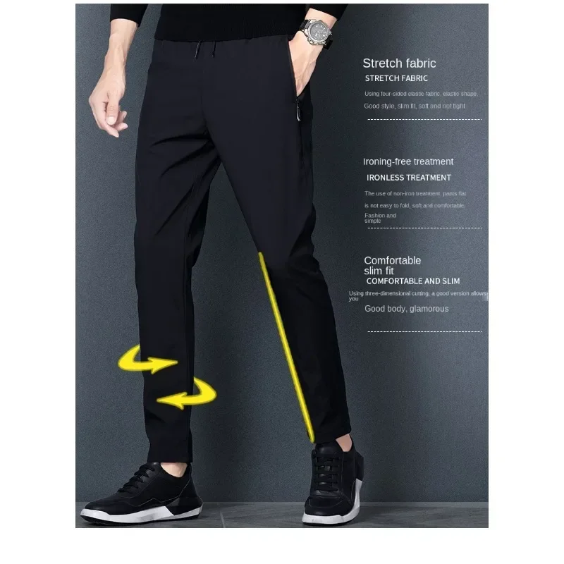 

2026 Plus Size Men's Casual Pants Stretch Slim Fit Elastic Waist Jogger Korean Classic Blue Black Gray Male Brand Trousers