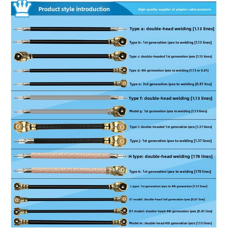 

Double-head IPX antenna jumper single-head 1 generation to 4， 3 generation cable welding silver-plated wire RF1.13 coaxial cable