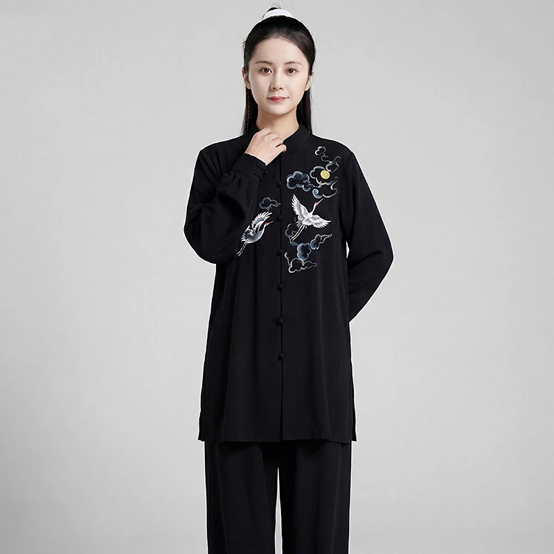 Women's 2026 Spring Summer Breathable Printed Tai Chi Set - Stretchy Cotton Uniform for Baduanjin, Qigong & Martial Arts Groups