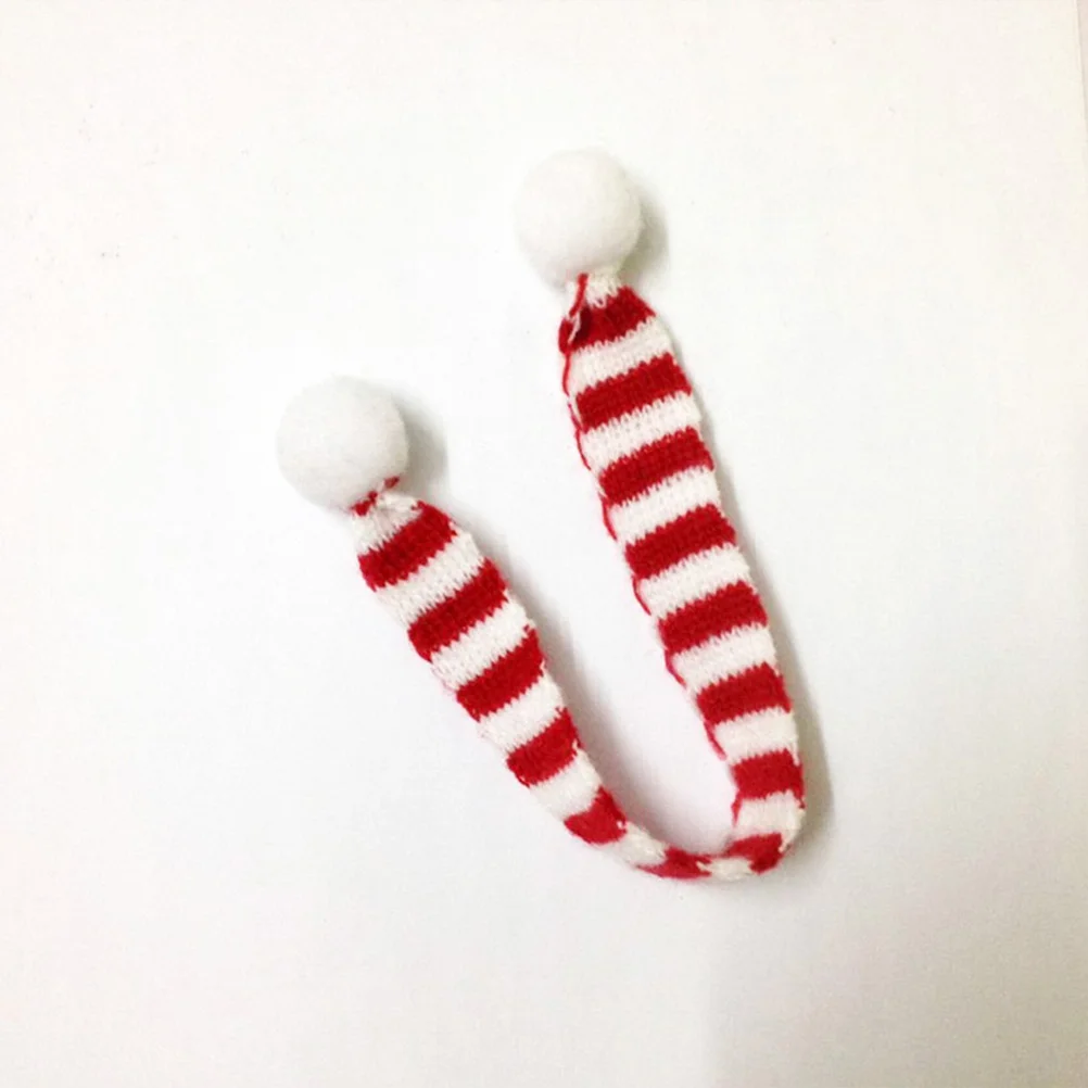 5 uds DIY tejido bola de piel a rayas decoración bufanda pequeña bufanda a rayas de Navidad bufanda cálida para exteriores (1x15CM)