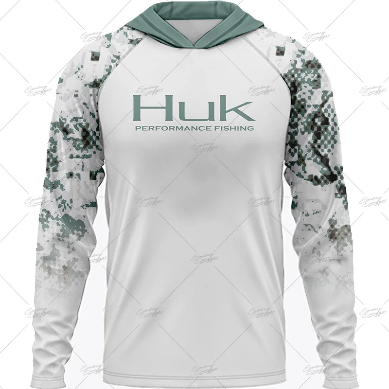 

Fishing Long Sleeve T-shirt Clothing HUK UPF 50 Hood Sun Protection Uv Breathable Angling Jacket Men Fishing Wear ShirtsTop