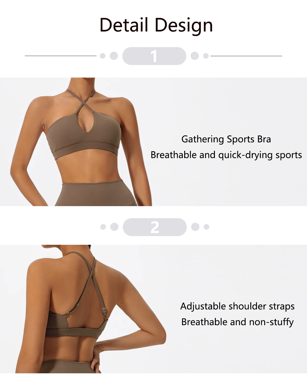 Ctenkevet Sommer Damen Sexy Sport-BH Schnelltrocknend Atmungsaktives Workout-Top für Laufen Yoga Fitness Gym - Unterwäsche Gym-Top Damen – Detail 3