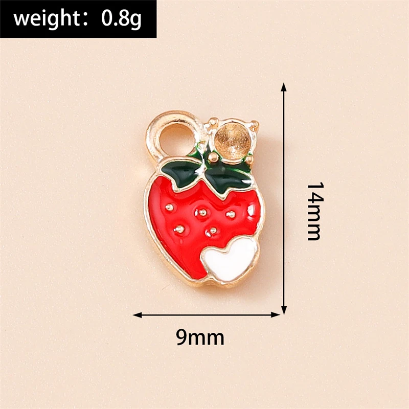 20 Stück Niedliche Gemischte Frucht-Anhänger Emaille Erdbeer-Trauben-Kirsch-Charms für Schmuckherstellung Halsketten Ohrringe DIY Basteln Geschenk – Detail 19
