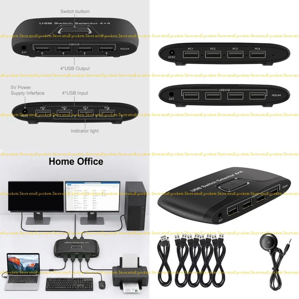 

R1WD 4-портовый USB KVM-переключатель для совместного использования клавиатуры, мыши и принтера между 4 компьютерами