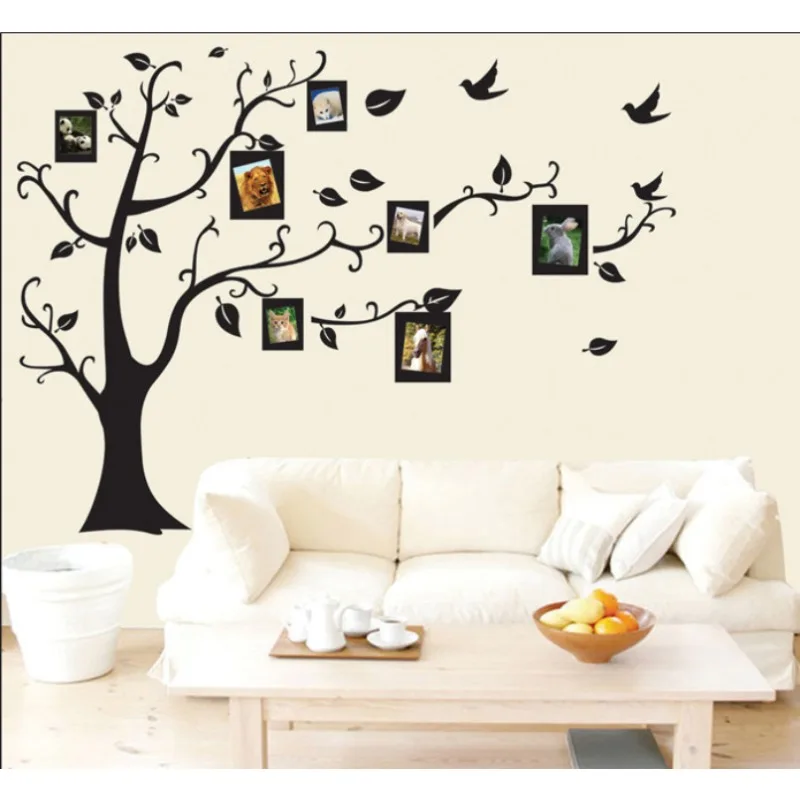 Small 100*80cm/39*31in Black 3D DIY Photo Tree PVC Wall Decals/Adhesive Family Wall Stickers Mural Art Home Decor