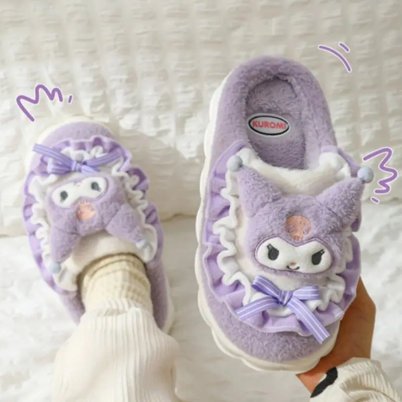 Pantofole per bambini Scarpe da casa Hello Kitty Scarpe invernali per ragazze Fondo morbido Caldo antiscivolo Caldo blu Pruple Scarpe Taglia 26-41