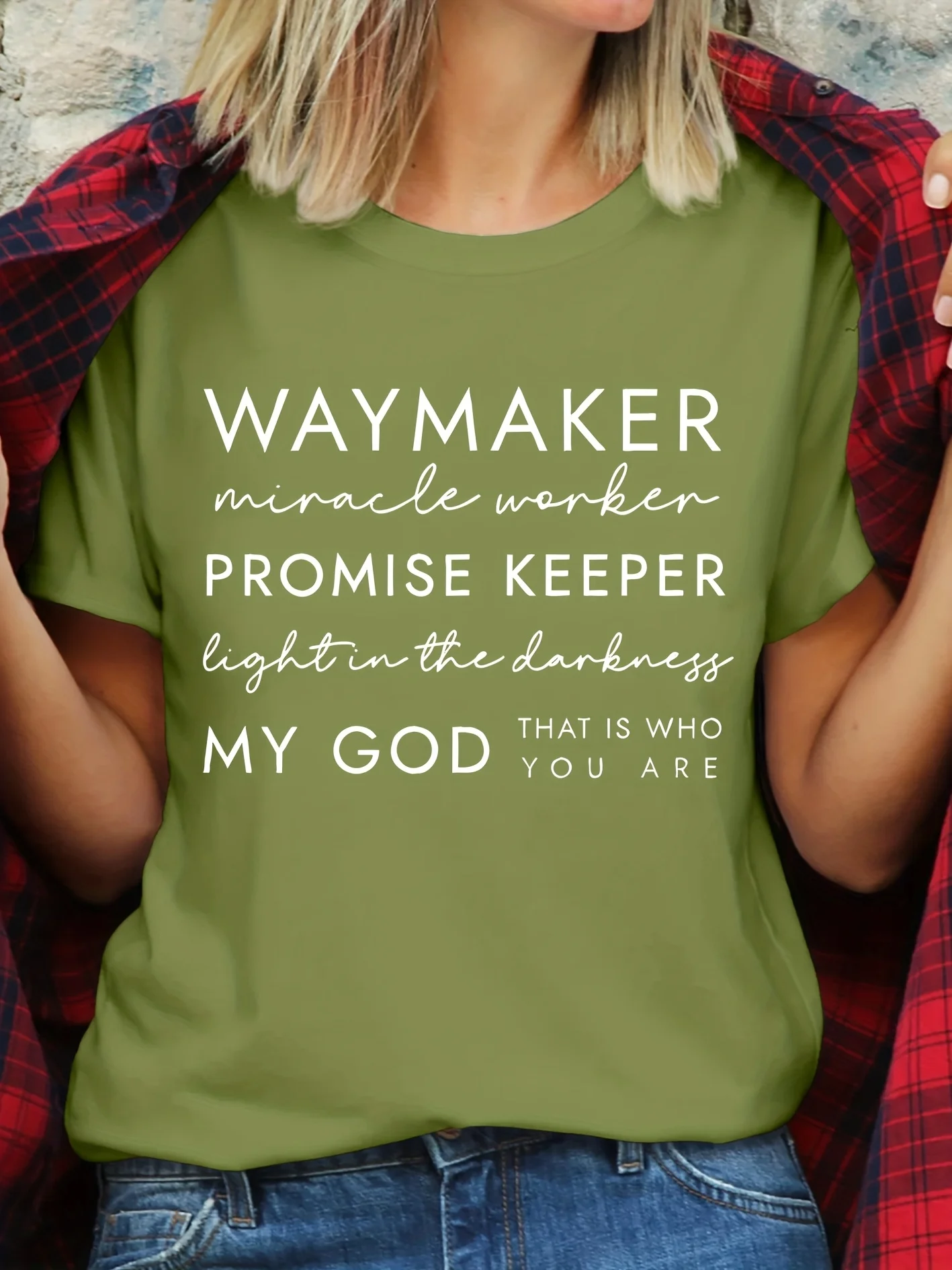 Women's T-shirt WAYMAKER Miracle Worker PROMISE KEEPER Printed Round Neck Skin Friendly Soft Breathable Daily Women's Top