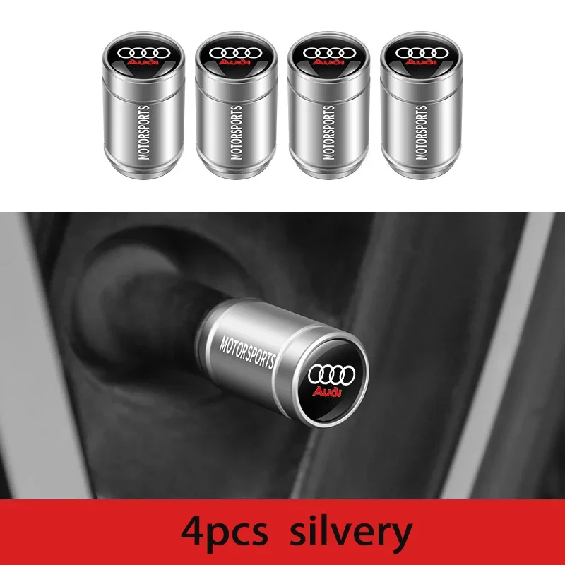 4Pc/set Car Wheel Tire Valve Caps Air Stem For Audi A5 A6 C6 C5 A1 A7 A8 Q2 Q3 S3 A4 B5 B6 A3 8P 8V 8L Rs S Tyre Plug Accessorie