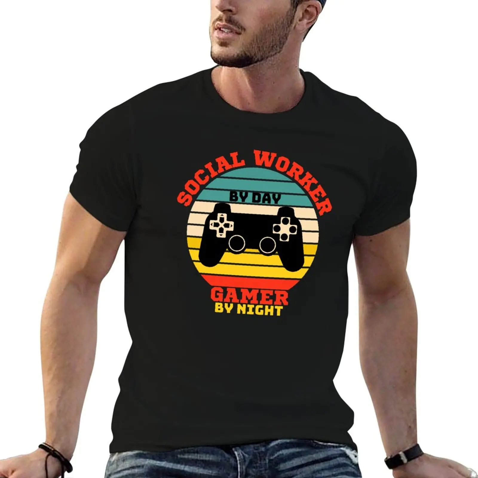 

Funny Social Worker Gaming Vintage - video games lovers T-Shirt t shirt man luxury T-Shirt