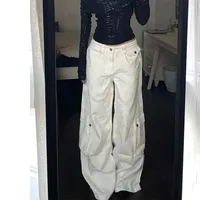 White Retro American Denim Jeans Women's Loose High Waist Slim Wide Leg Floor-Length Pants Sexy Girl Casual Workwear