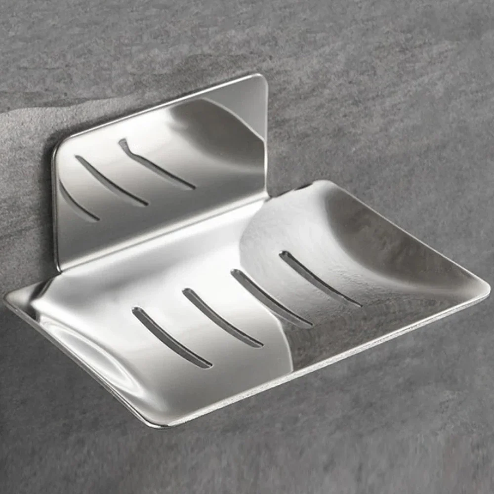 

304 Stainless Steel Soap Dishes Self-adhesive Wall Mounted Bathroom Soap Holder Rustproof No Drilling Soap Sponge Tray