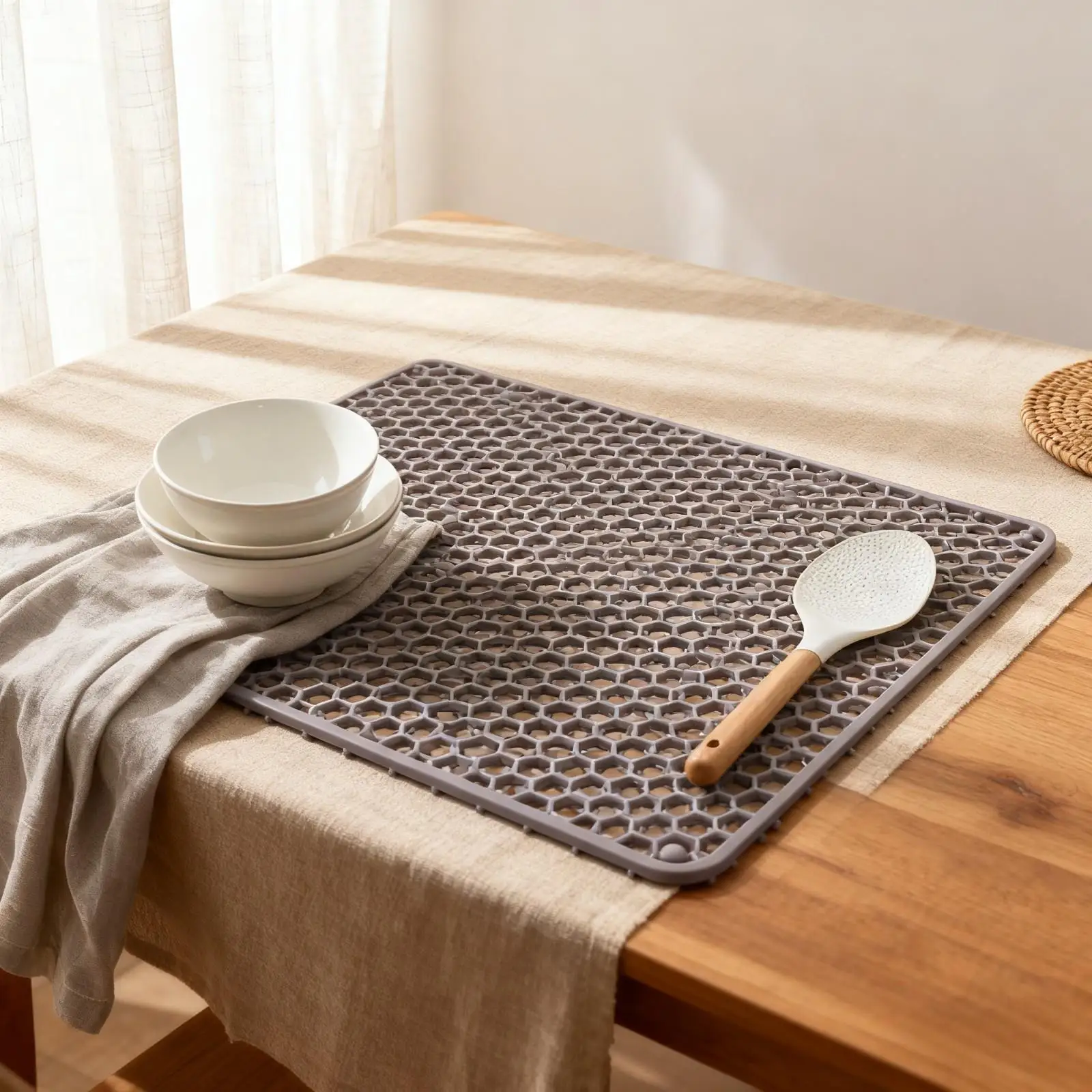 Grigio scuro 34,5 * 34,5 cm quadrato in silicone isolato lavello fondo protettivo tavolo da pranzo tappetino protezione lavello tappetino in silicone
