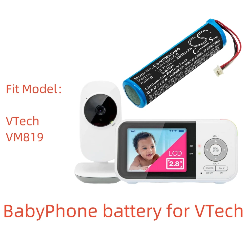 CS Li-ion BabyPhone battery for VTech,3.7V,2600mAh,VM819,INR18650CB