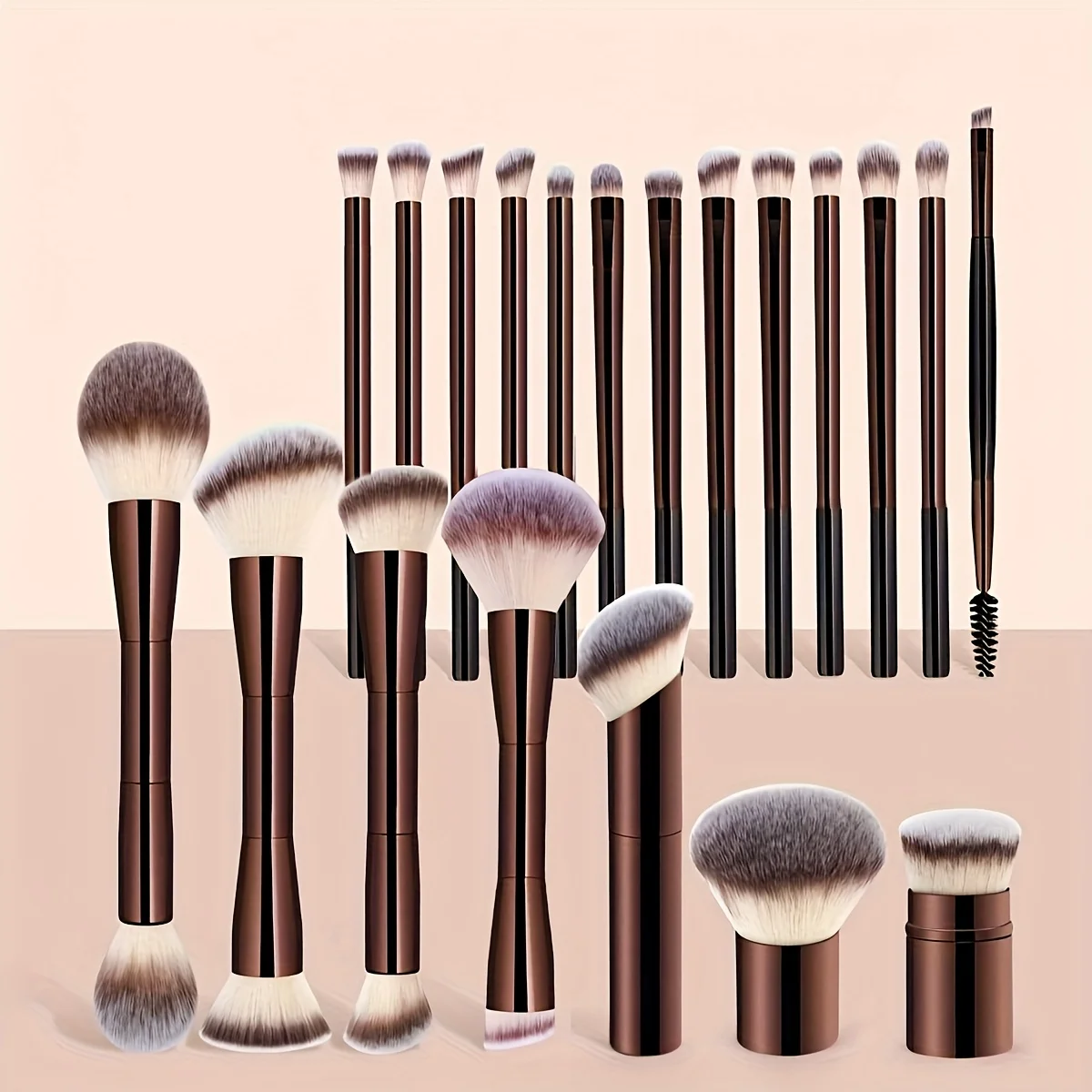 

20pcs Soft Makeup Brush Set, Foundation, Eyeshadow, Eyebrow, Blending & Highlighter Brushes for Powder, Liquid & Cream