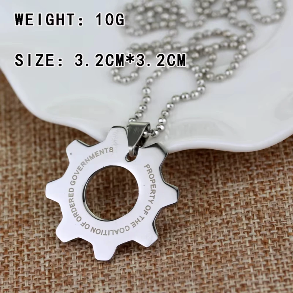 رائجة البيع لعبة التروس من الحرب المفاتيح آلة الحرب قلادة الفولاذ المقاوم للصدأ رد الفعل فرن قلادة للرجال النساء المشجعين هدية #5