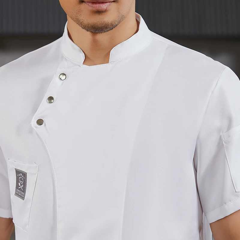 Unisex Chef Western Restaurant Kitchen Jacket Short Sleeve Chef Coat Men Women Work Wear Waiter Bakery Uniforms 2024 New