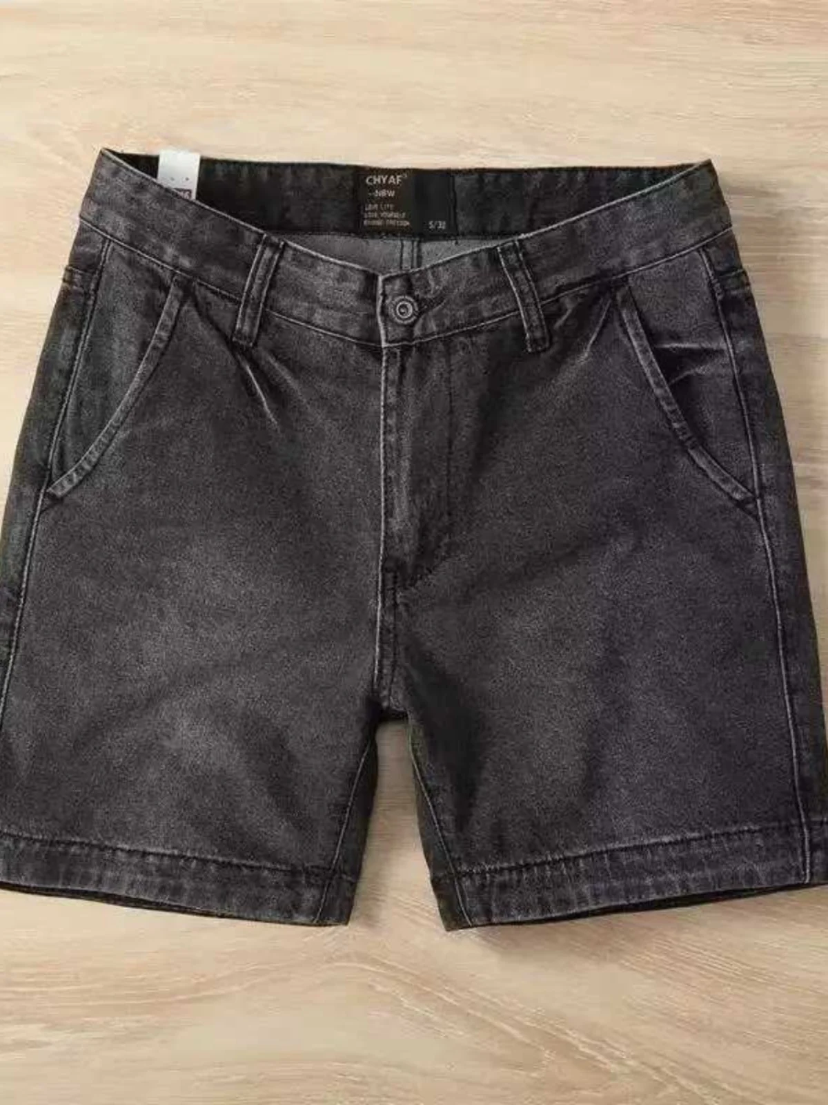 

American Retro Five-Point Men's Shorts Pure Color Straight Leg Jeans Summer Casual Simple Match Youth Trend Zipper Fly