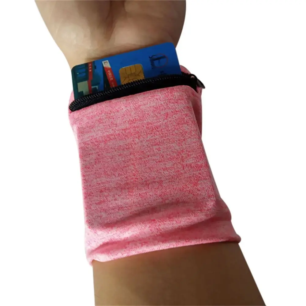 Faixa de suor com zíper protetores de mão saco de armazenamento bolsa protetor sweatband pulso carteira pulseira suporte de pulso