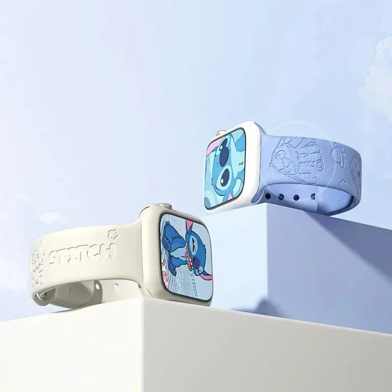 New Arrival Disney Stitch Strap for Apple Watch Band 38mm 40mm 41mm 42mm 43mm 44mm Anime Silicone Sports Bracelet IWatch 8 Ultra